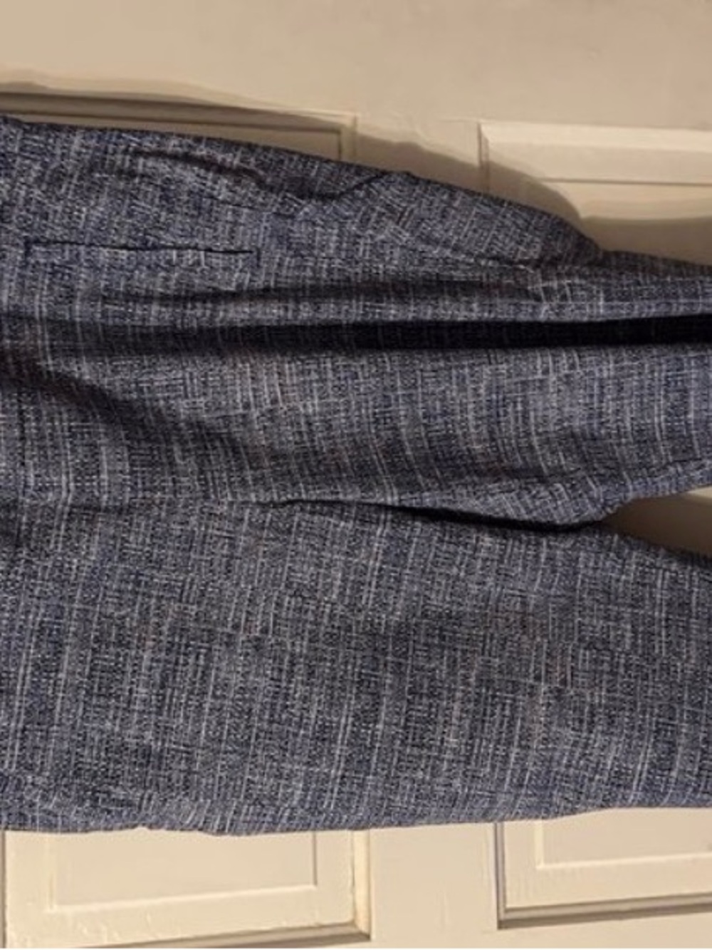 Blue Textured Straight-Leg Pants